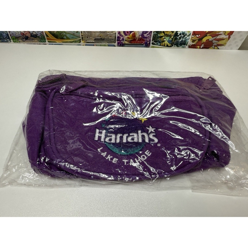 Harrah's Lake‎ Tahoe Purple Waist Bag Fanny Pack Travel Zip 9"